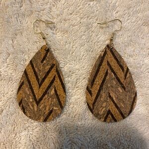Cork black and brown dangle earrings